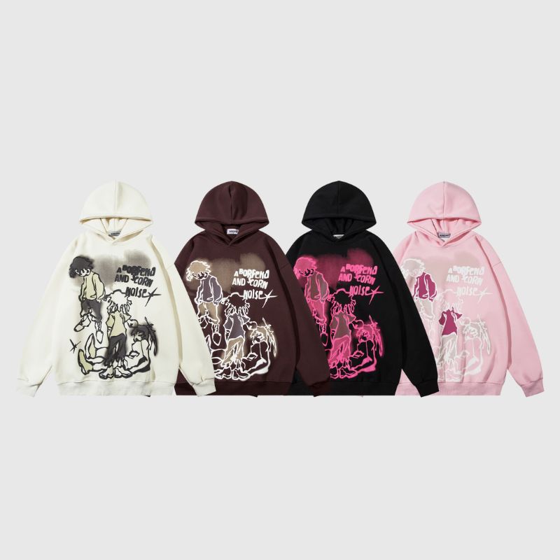 Style Core Aesthetics, New Style Trends Graffiti Line Person Pattern Printed Hoodies Style Core Aesthetics, New Style Trends Graffiti Line Person Pattern Printed Hoodies