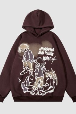 Style Core Aesthetics, New Style Trends Graffiti Line Person Pattern Printed Hoodies