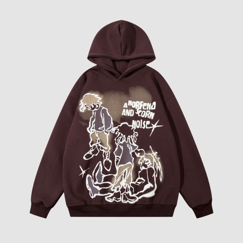 Style Core Aesthetics, New Style Trends Graffiti Line Person Pattern Printed Hoodies Style Core Aesthetics, New Style Trends Graffiti Line Person Pattern Printed Hoodies