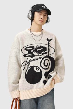Style Core Aesthetics, New Style Trends Graphic Abstract Sweater