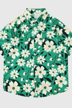 Style Core Aesthetics, New Style Trends Green Floral Shirts