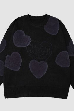 Style Core Aesthetics, New Style Trends Heart Pattern Jacquard Sweater