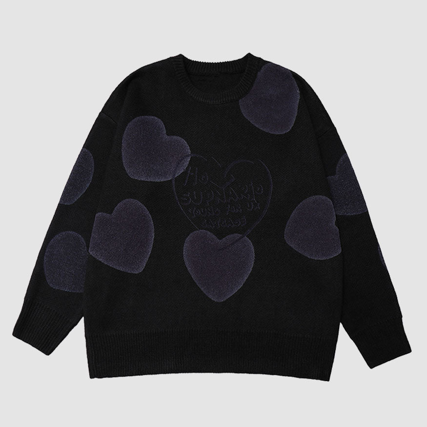 Style Core Aesthetics, New Style Trends Heart Pattern Jacquard Sweater Style Core Aesthetics, New Style Trends Heart Pattern Jacquard Sweater
