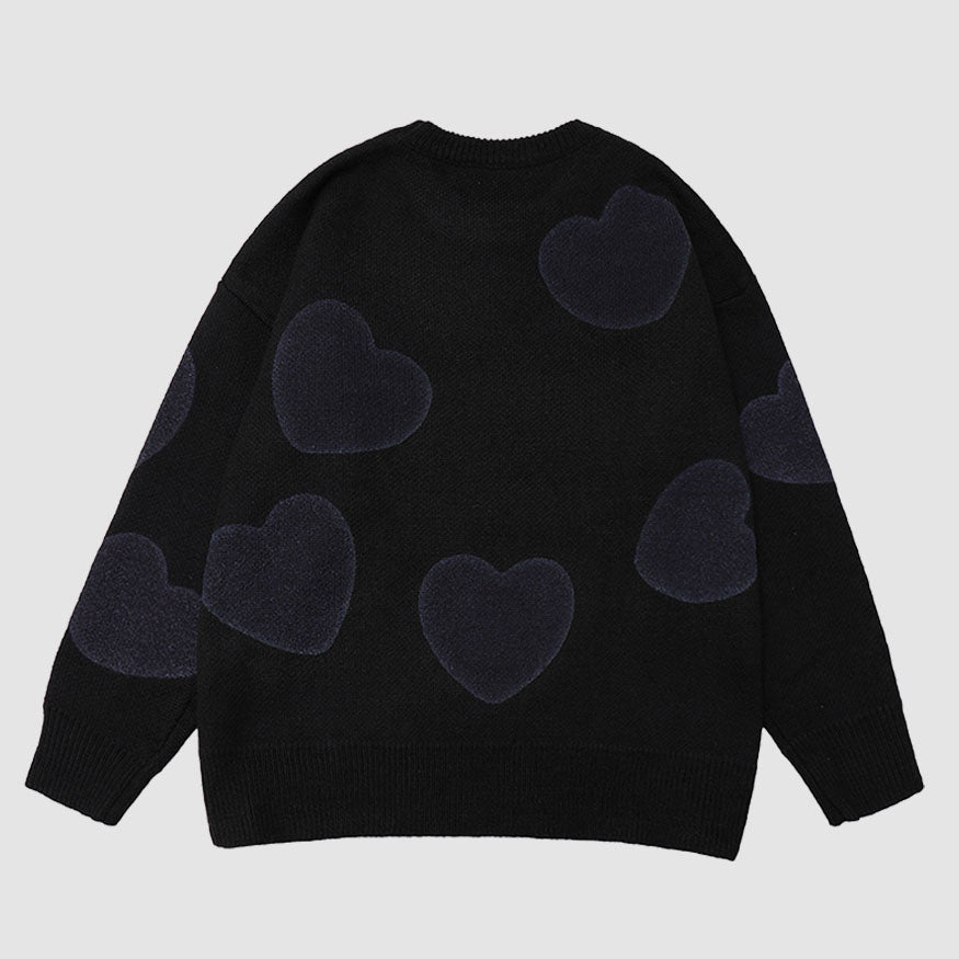 Style Core Aesthetics, New Style Trends Heart Pattern Jacquard Sweater Style Core Aesthetics, New Style Trends Heart Pattern Jacquard Sweater