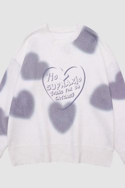 Style Core Aesthetics, New Style Trends Heart Pattern Jacquard Sweater