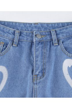 Style Core Aesthetics, New Style Trends Heart-Shaped Graffiti Jeans