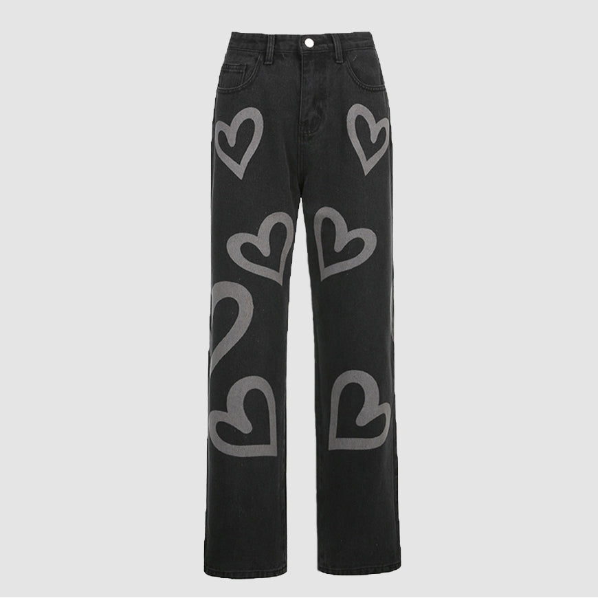 Style Core Aesthetics, New Style Trends Heart-Shaped Graffiti Jeans Style Core Aesthetics, New Style Trends Heart-Shaped Graffiti Jeans