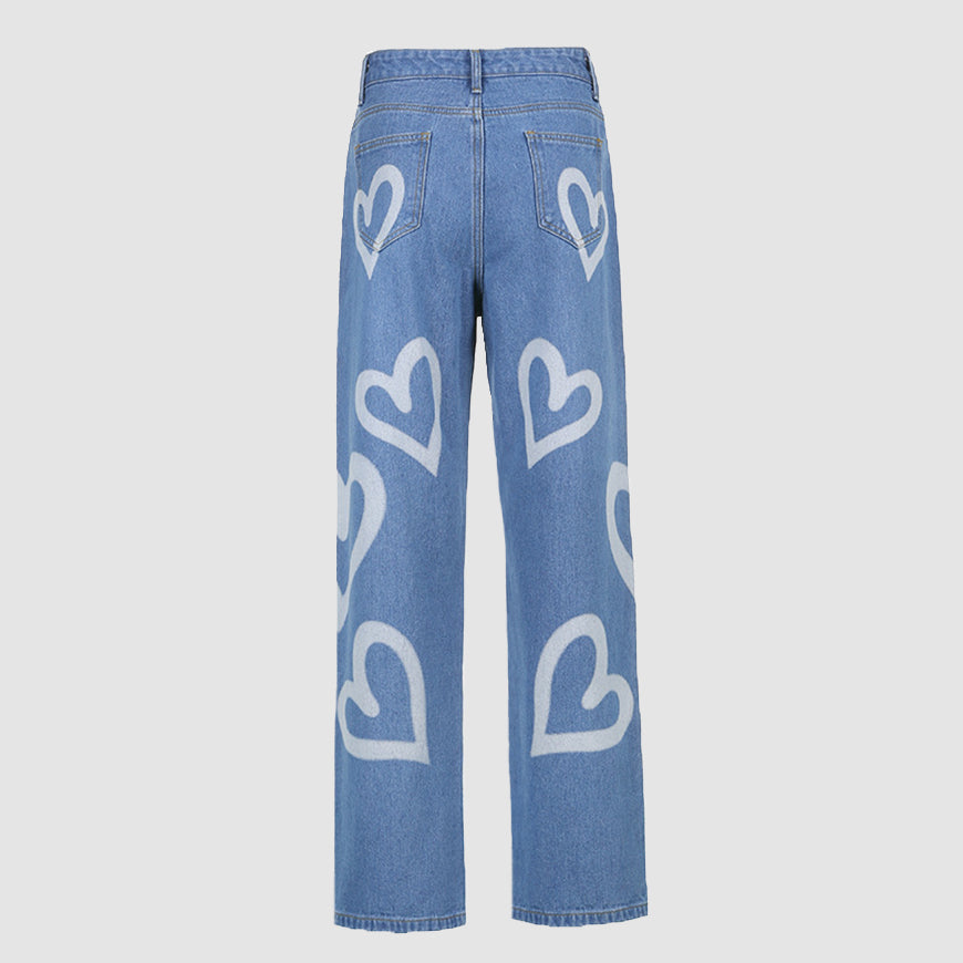 Style Core Aesthetics, New Style Trends Heart-Shaped Graffiti Jeans Style Core Aesthetics, New Style Trends Heart-Shaped Graffiti Jeans