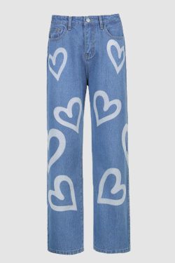 Style Core Aesthetics, New Style Trends Heart-Shaped Graffiti Jeans