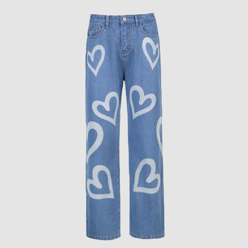 Style Core Aesthetics, New Style Trends Heart-Shaped Graffiti Jeans Style Core Aesthetics, New Style Trends Heart-Shaped Graffiti Jeans
