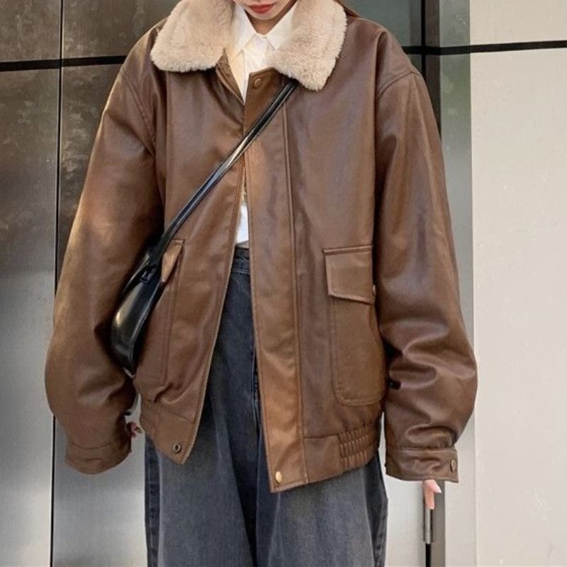 Style Core Aesthetics, New Style Trends Heavyweight Zip-Up Vintage Motorcycle Leather Coat Style Core Aesthetics, New Style Trends Heavyweight Zip-Up Vintage Motorcycle Leather Coat