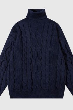 Style Core Aesthetics, New Style Trends High Neck Jacquard Patchwork Design Pullover