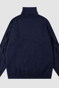 Style Core Aesthetics, New Style Trends High Neck Jacquard Patchwork Design Pullover