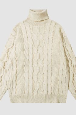 Style Core Aesthetics, New Style Trends High Neck Jacquard Patchwork Design Pullover