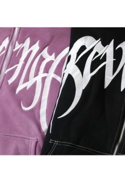 Style Core Aesthetics, New Style Trends Hip-Hop Embroidered Letter Casual Zip Hoodie