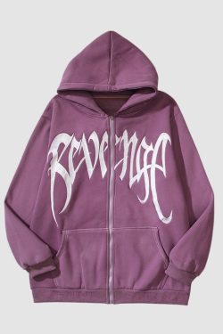 Style Core Aesthetics, New Style Trends Hip-Hop Embroidered Letter Casual Zip Hoodie