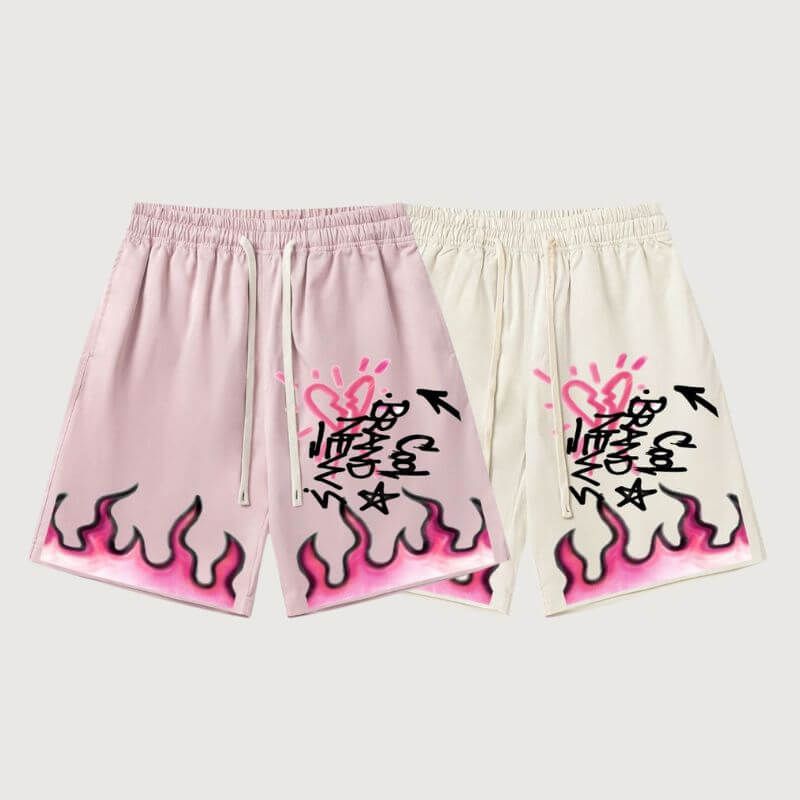 Style Core Aesthetics, New Style Trends Hip Hop Flame Print Shorts Style Core Aesthetics, New Style Trends Hip Hop Flame Print Shorts