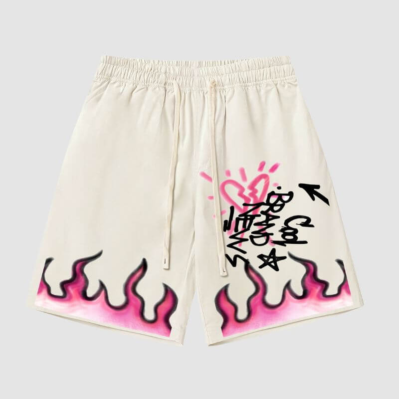 Style Core Aesthetics, New Style Trends Hip Hop Flame Print Shorts Style Core Aesthetics, New Style Trends Hip Hop Flame Print Shorts