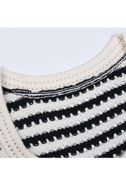 Style Core Aesthetics, New Style Trends Hollow Breathable Striped Vest Sweater