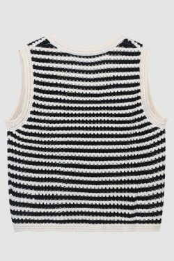 Style Core Aesthetics, New Style Trends Hollow Breathable Striped Vest Sweater