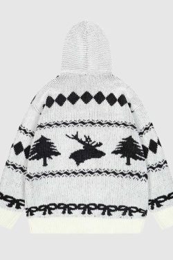 Style Core Aesthetics, New Style Trends Hooded Christmas Knit Cardigan