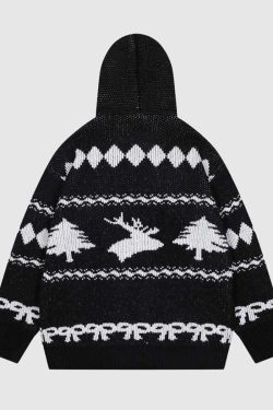 Style Core Aesthetics, New Style Trends Hooded Christmas Knit Cardigan