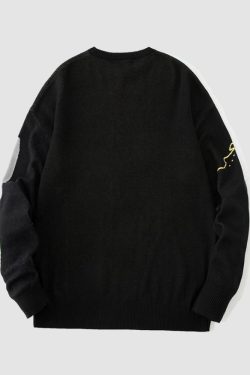 Style Core Aesthetics, New Style Trends Horse Graffiti Color Block Sweater