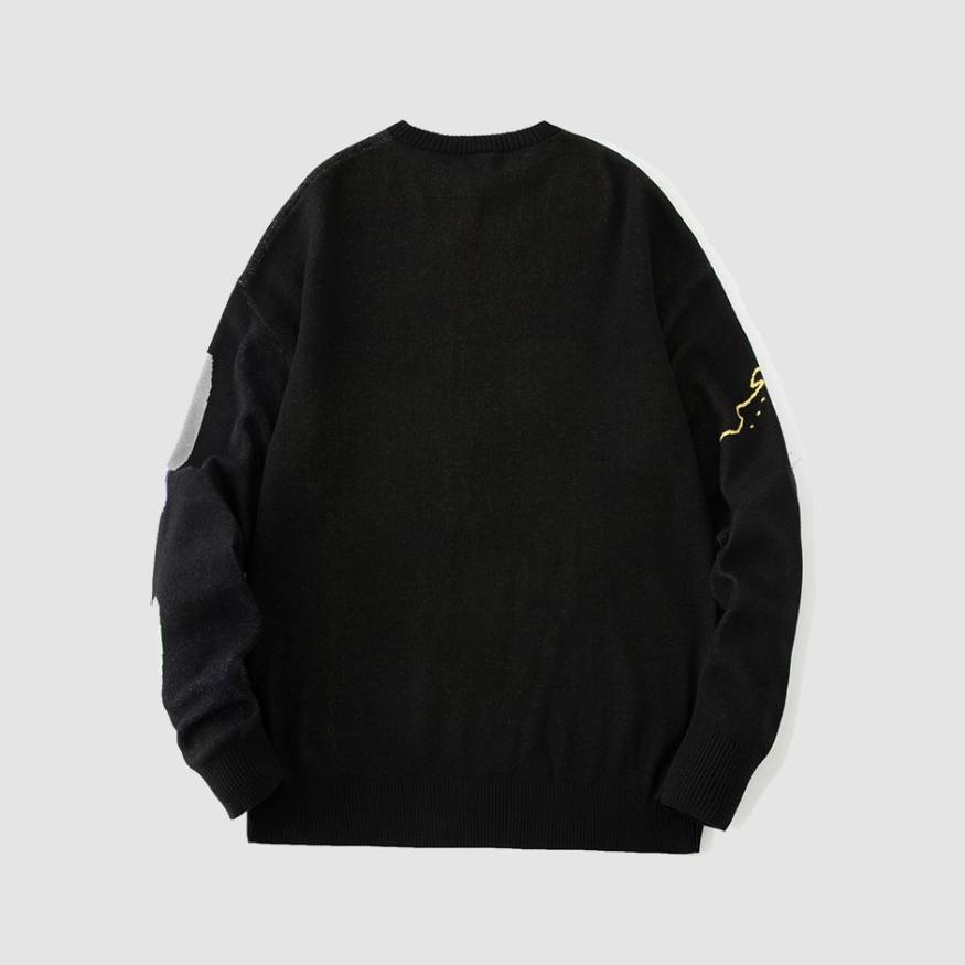 Style Core Aesthetics, New Style Trends Horse Graffiti Color Block Sweater Style Core Aesthetics, New Style Trends Horse Graffiti Color Block Sweater