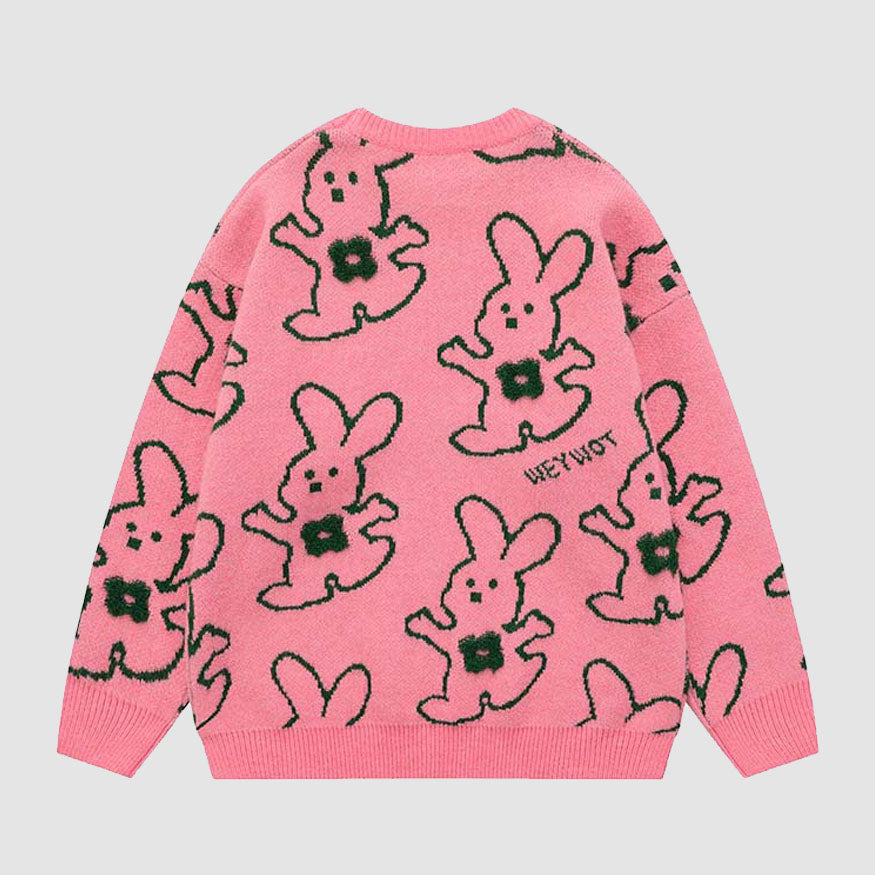 Style Core Aesthetics, New Style Trends Hugging Rabbit Cartoon Knit Sweater Style Core Aesthetics, New Style Trends Hugging Rabbit Cartoon Knit Sweater