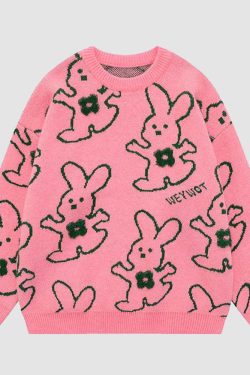 Style Core Aesthetics, New Style Trends Hugging Rabbit Cartoon Knit Sweater