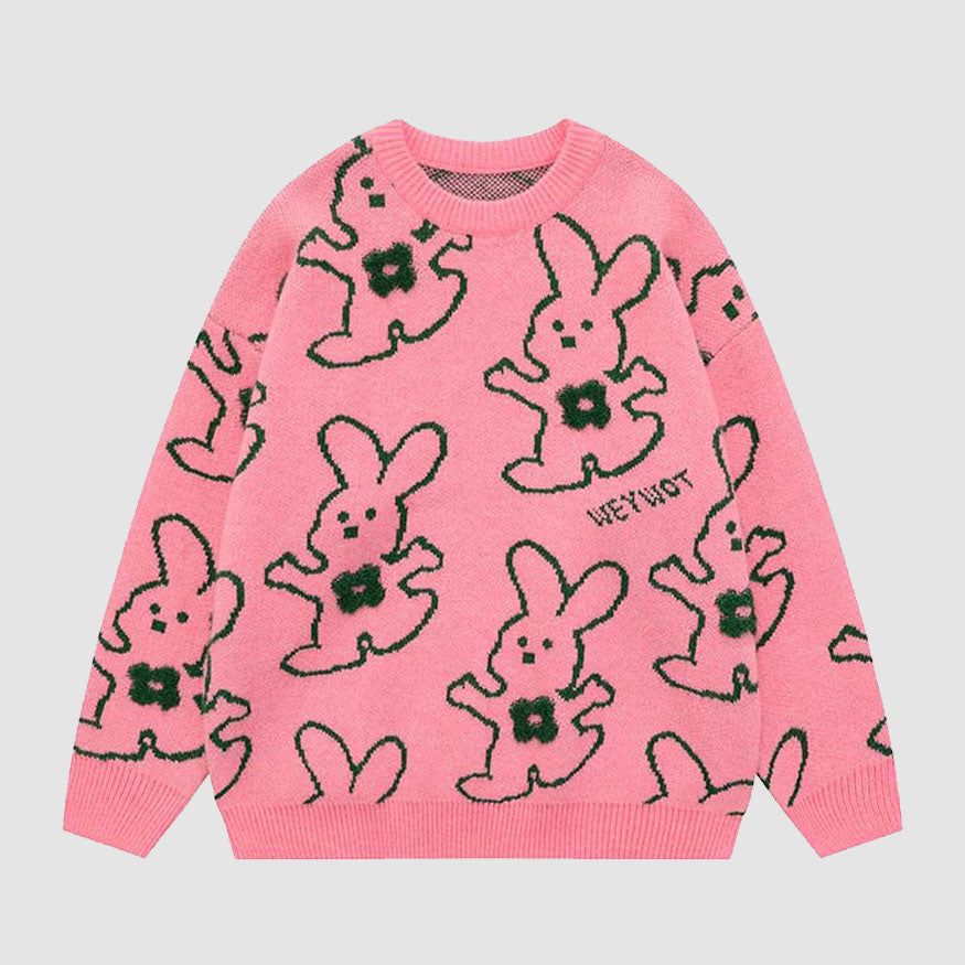 Style Core Aesthetics, New Style Trends Hugging Rabbit Cartoon Knit Sweater Style Core Aesthetics, New Style Trends Hugging Rabbit Cartoon Knit Sweater