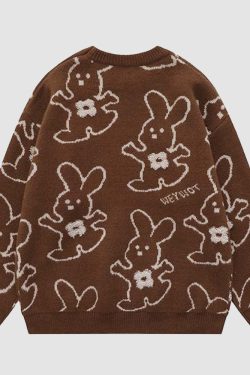 Style Core Aesthetics, New Style Trends Hugging Rabbit Cartoon Knit Sweater
