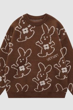 Style Core Aesthetics, New Style Trends Hugging Rabbit Cartoon Knit Sweater