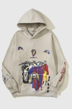 Style Core Aesthetics, New Style Trends Hyakki Graffiti Print Hoodie