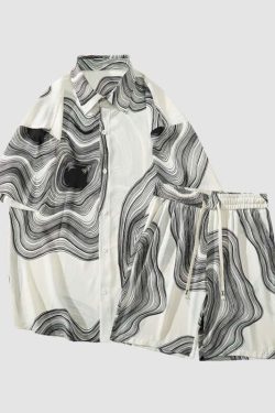 Style Core Aesthetics, New Style Trends Ice Silk Shirt Sets