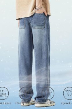 Style Core Aesthetics, New Style Trends Ice Silk Straight Jeans