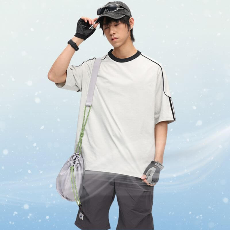 Style Core Aesthetics, New Style Trends Ice Silk Stripe Contrast Tee Style Core Aesthetics, New Style Trends Ice Silk Stripe Contrast Tee