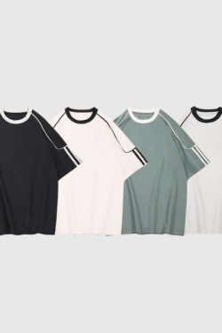 Style Core Aesthetics, New Style Trends Ice Silk Stripe Contrast Tee