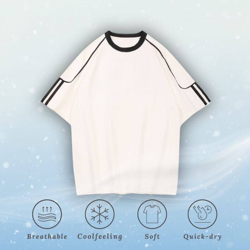 Style Core Aesthetics, New Style Trends Ice Silk Stripe Contrast Tee Style Core Aesthetics, New Style Trends Ice Silk Stripe Contrast Tee