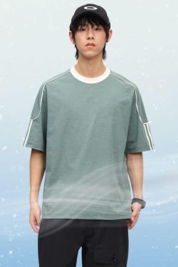 Style Core Aesthetics, New Style Trends Ice Silk Stripe Contrast Tee