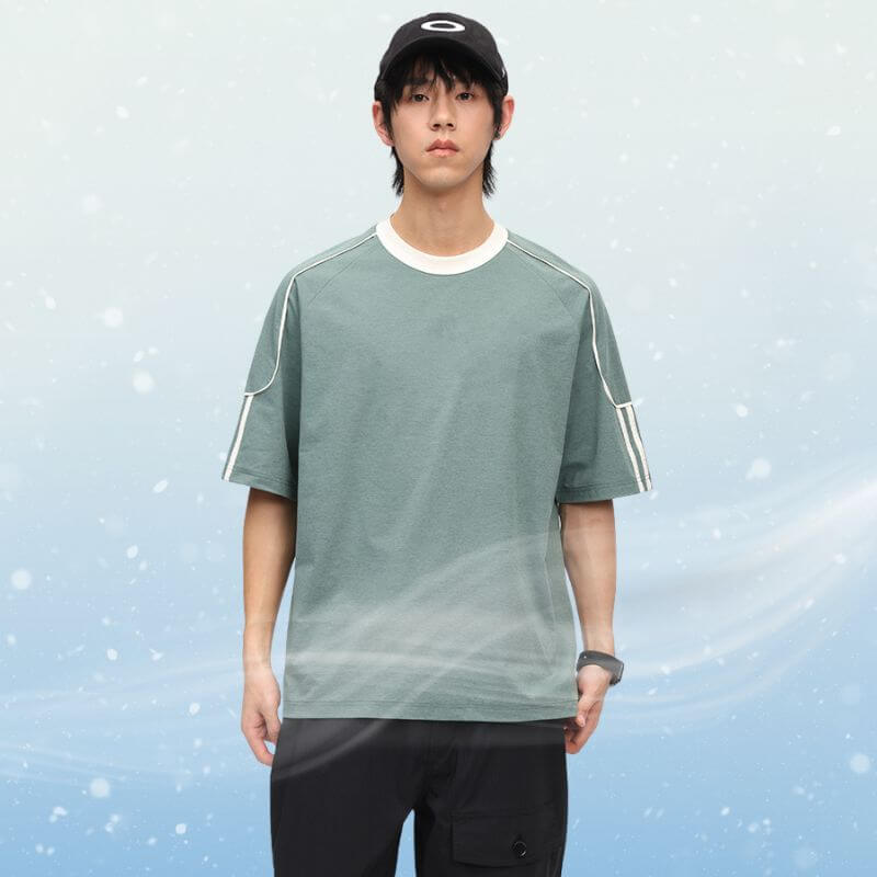 Style Core Aesthetics, New Style Trends Ice Silk Stripe Contrast Tee Style Core Aesthetics, New Style Trends Ice Silk Stripe Contrast Tee