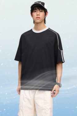 Style Core Aesthetics, New Style Trends Ice Silk Stripe Contrast Tee