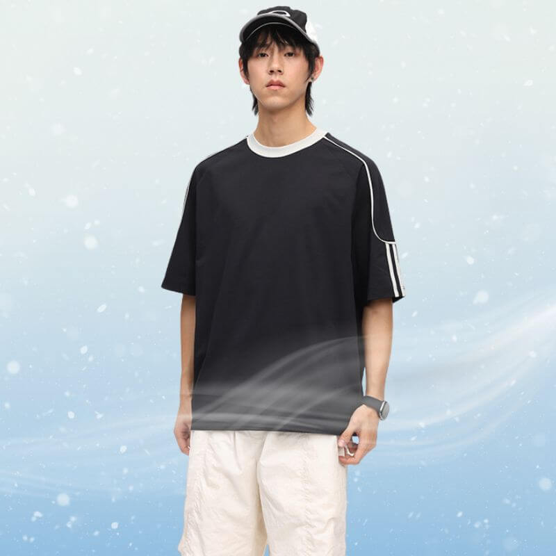 Style Core Aesthetics, New Style Trends Ice Silk Stripe Contrast Tee Style Core Aesthetics, New Style Trends Ice Silk Stripe Contrast Tee