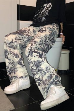Style Core Aesthetics, New Style Trends Ink Painting Drawstring Pants