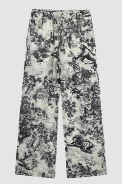 Style Core Aesthetics, New Style Trends Ink Painting Drawstring Pants
