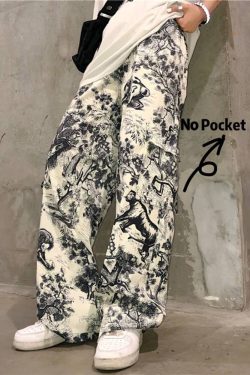 Style Core Aesthetics, New Style Trends Ink Painting Drawstring Pants