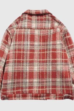 Style Core Aesthetics, New Style Trends Ins Woolen Grid Pattern Baggy Jacket