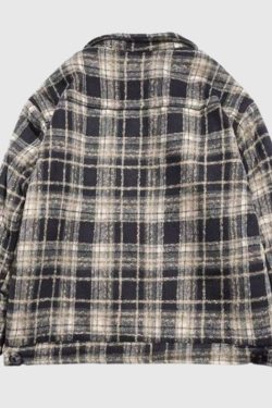 Style Core Aesthetics, New Style Trends Ins Woolen Grid Pattern Baggy Jacket