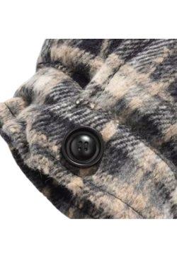 Style Core Aesthetics, New Style Trends Ins Woolen Grid Pattern Baggy Jacket