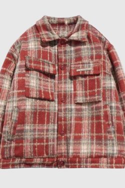 Style Core Aesthetics, New Style Trends Ins Woolen Grid Pattern Baggy Jacket